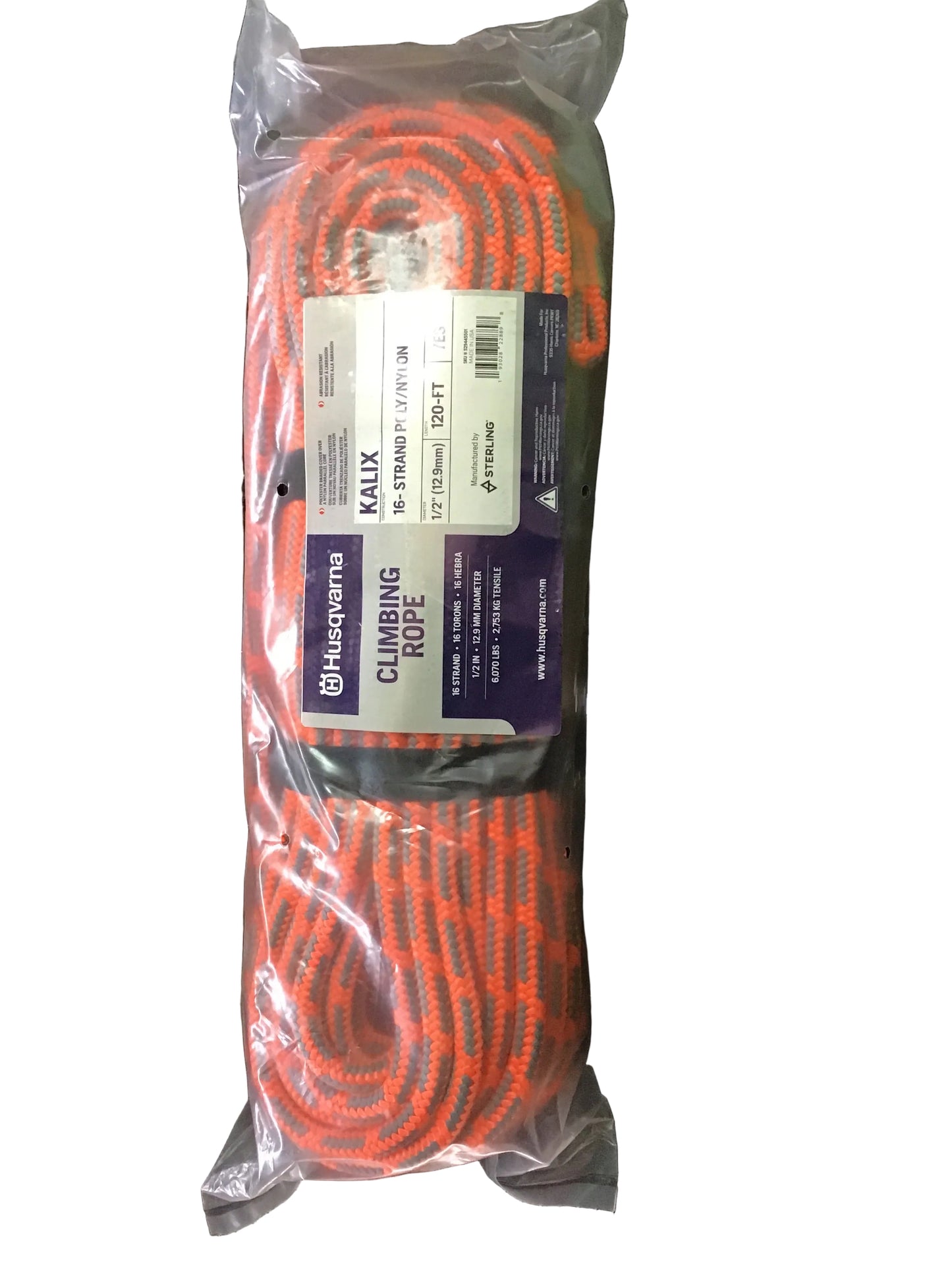 Husqvarna Kalix 16S Climbing Rope 529445501 | 1/2" x 120' 16-Strand | New