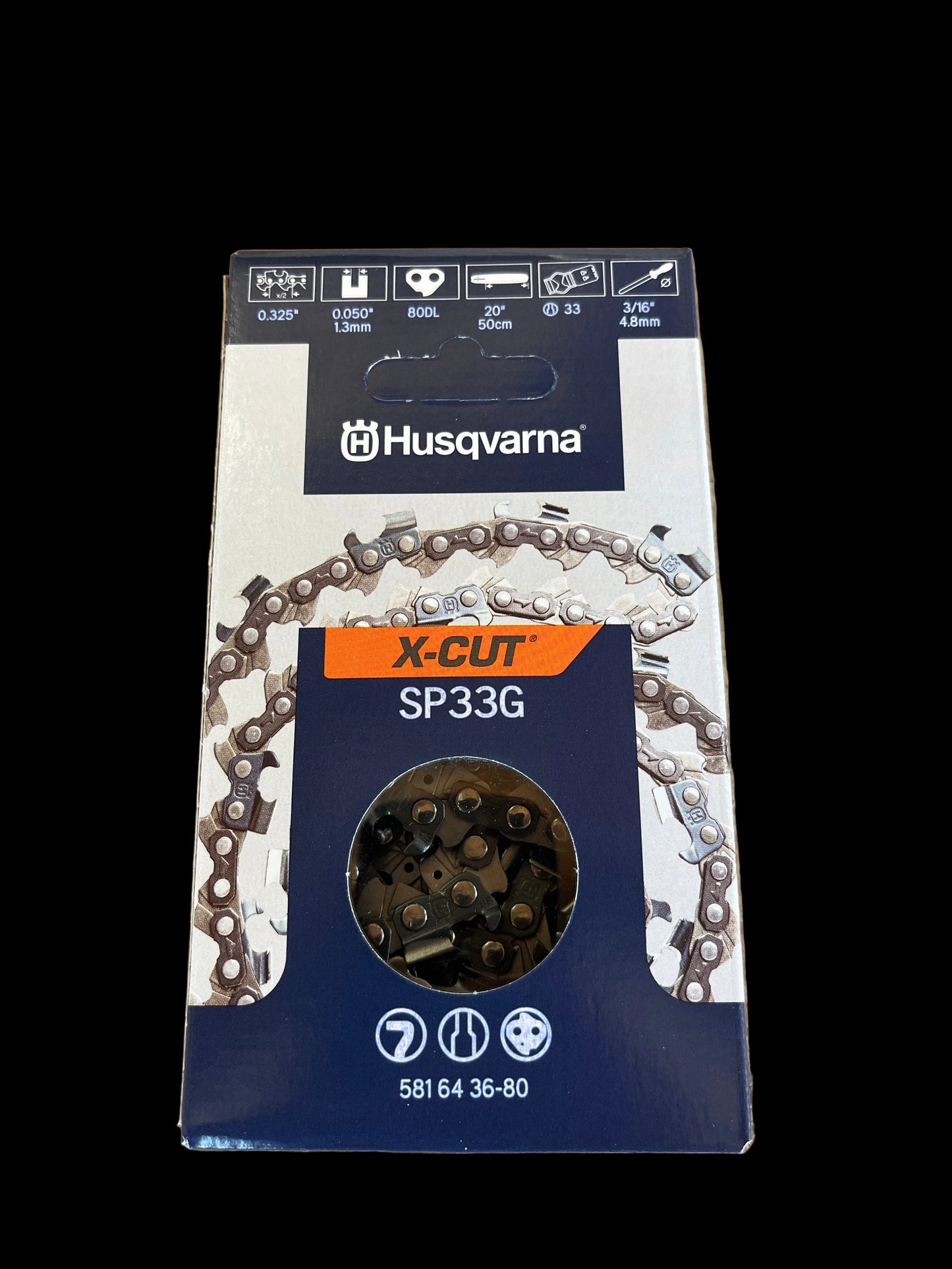 Husqvarna X-Cut SP33G 20" Chain 581643680 | .325" .050" 80DL | New