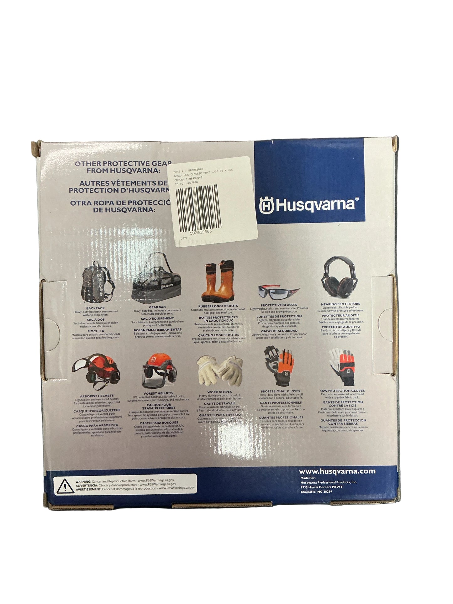 Husqvarna Classic Chainsaw Pants 582052803 | L 36-38 x 32 | ASTM F1897 | New