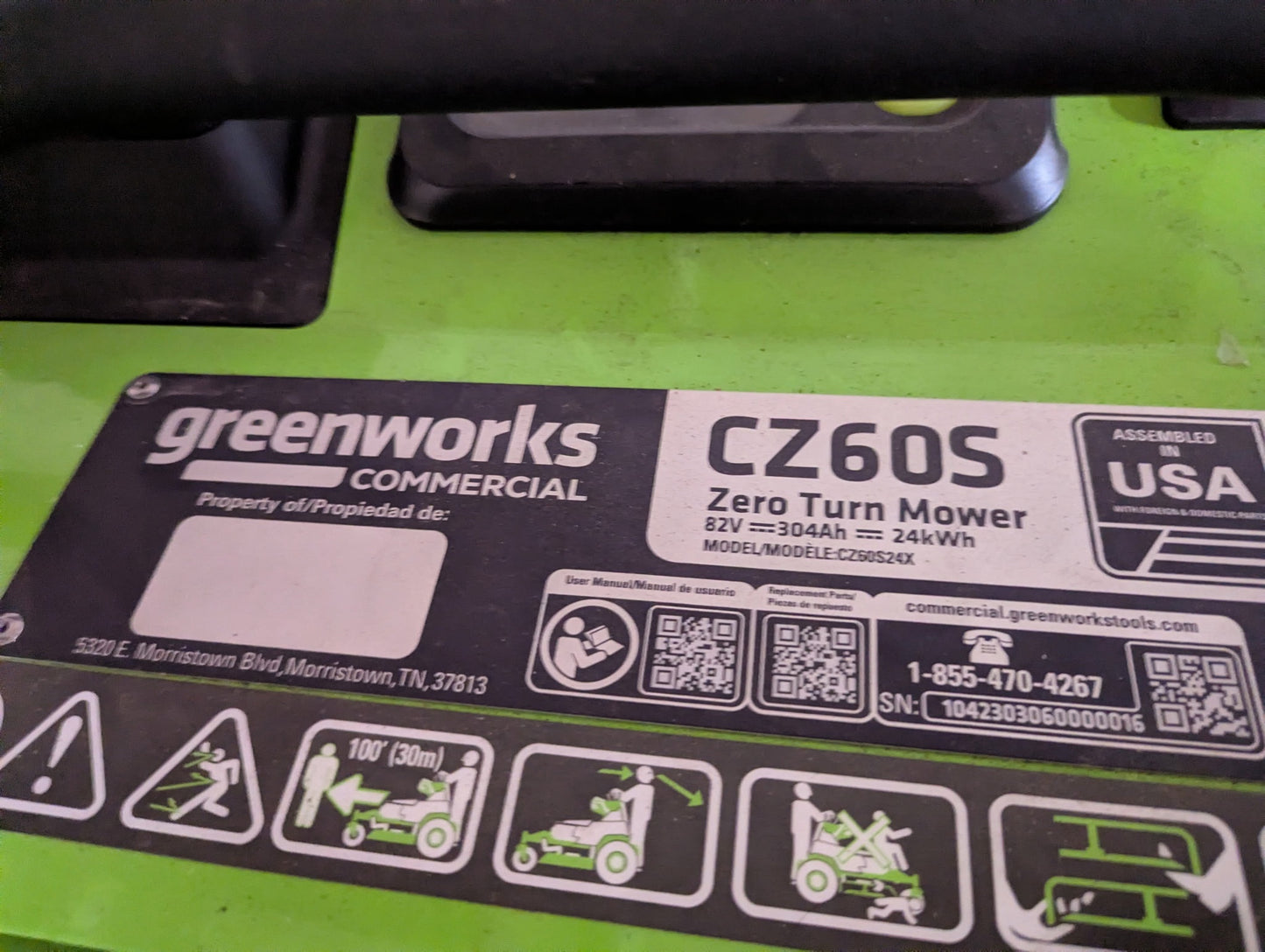 Greenworks OptimusZ CZ60S24X 60" Stand-On ZTR 7414502 | 24kWh | Like New