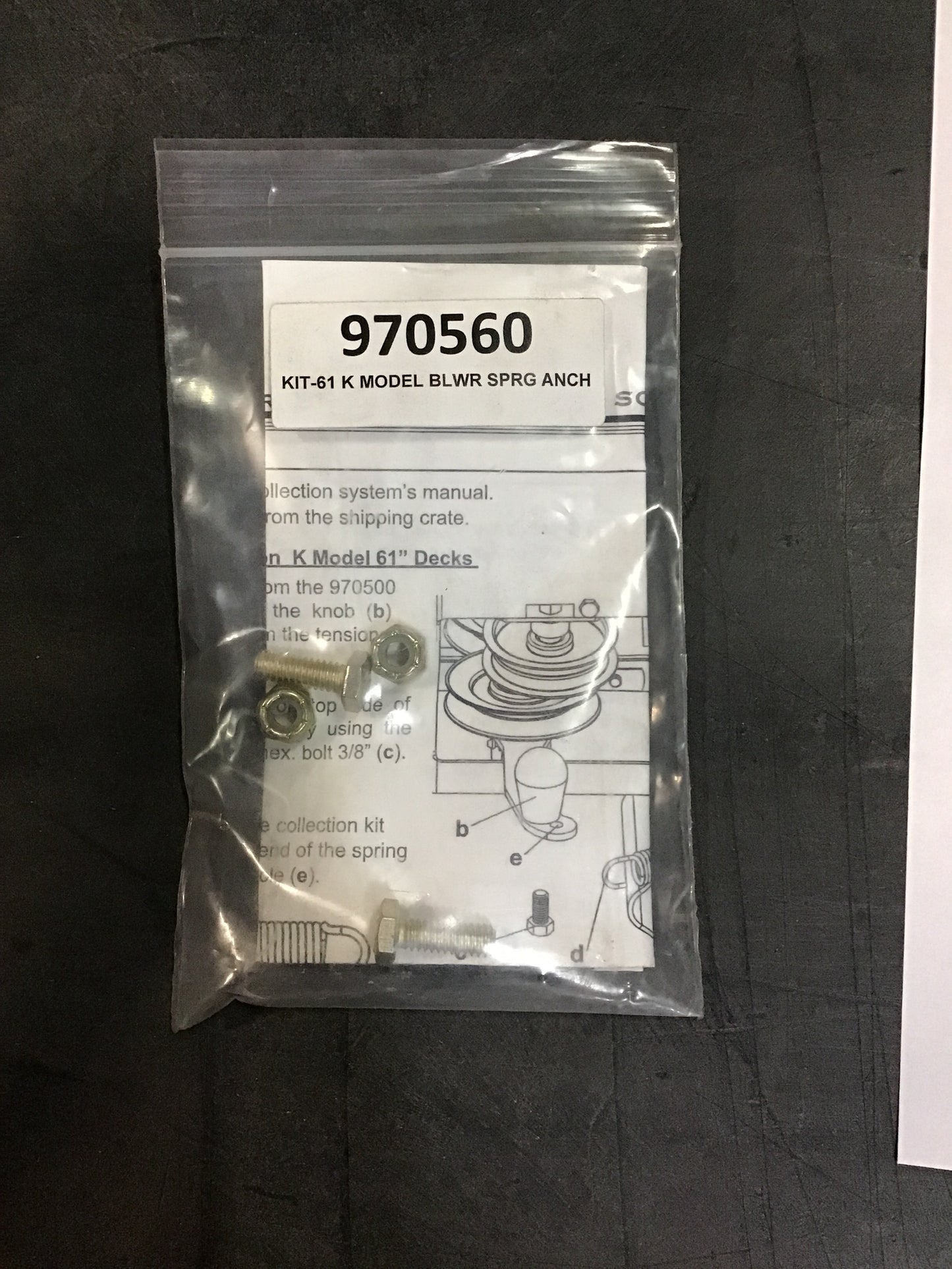 Bob-Cat OEM 61" K-Model Blower Spring Anchor Kit 970560 | Oversized | New