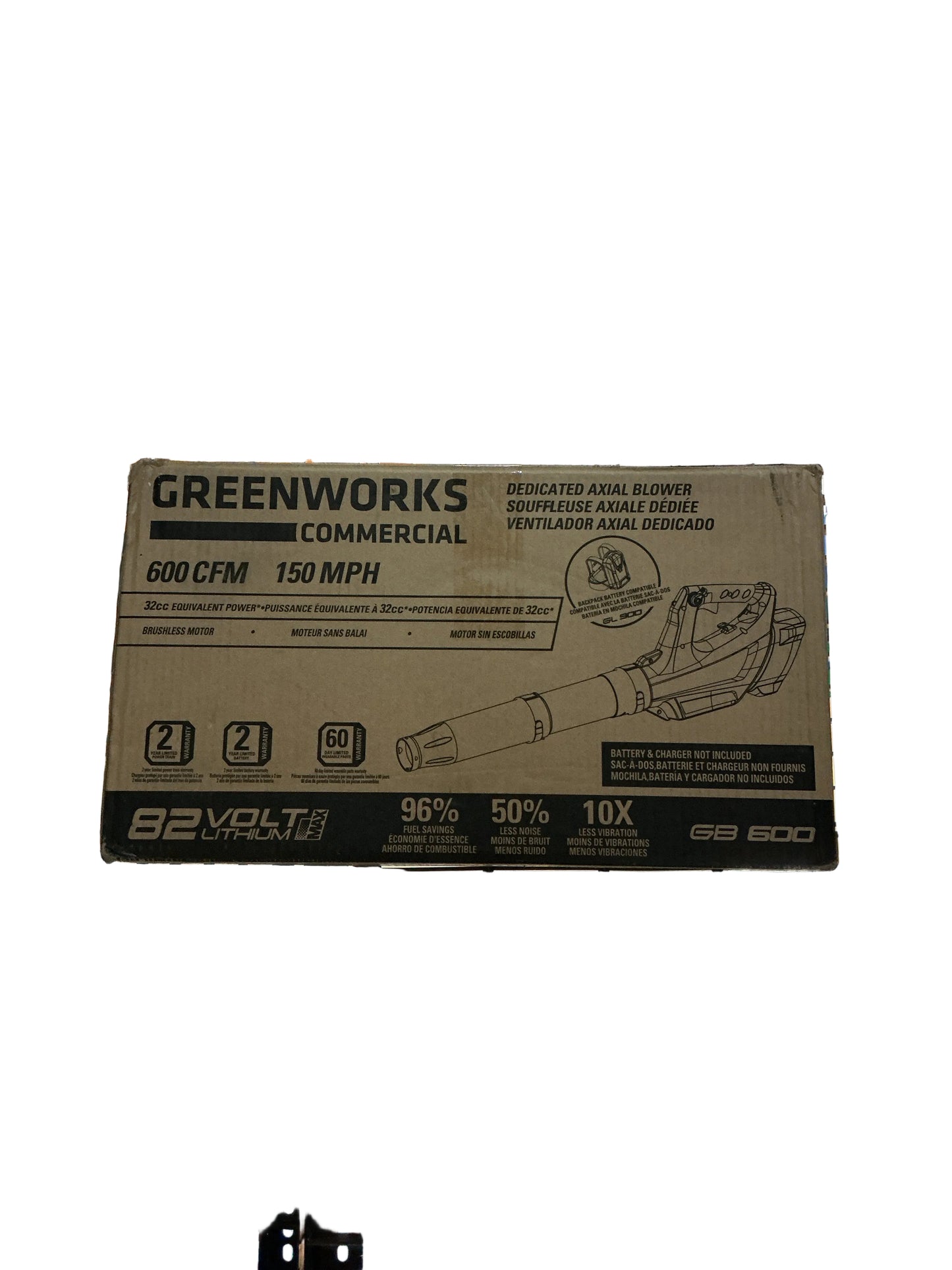 Greenworks Commercial 82V 600 CFM Axial Blower GB600 2402702 | Tool Only | Open Box